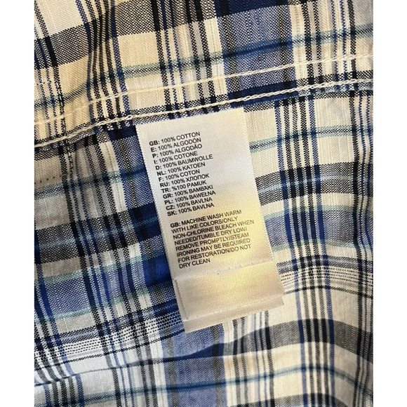 The North Face Shirt Mens Small Blue White Plaid Button Up Short Sleeve Casual - Picture 6 of 9